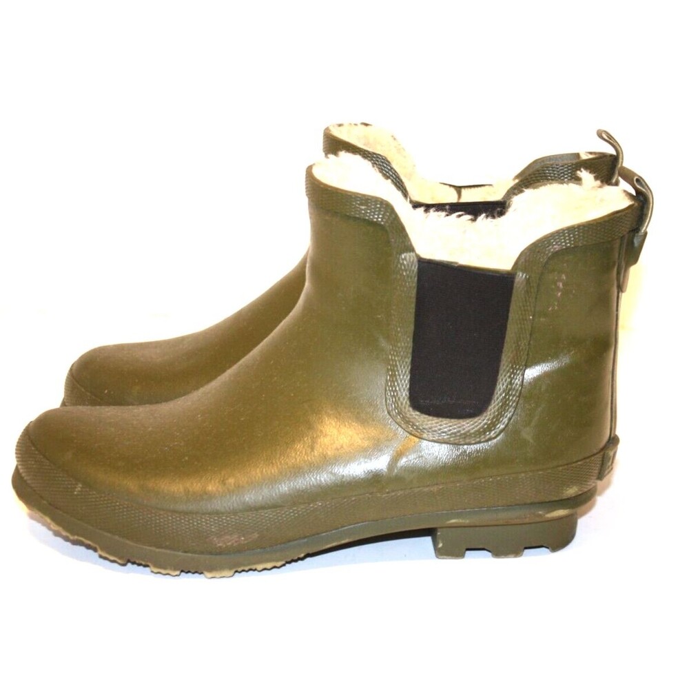 SERRA Rain and Snow Rubber Boots Faux fur lined Army Sage Green Women’s Size 9 - Picture 3 of 7